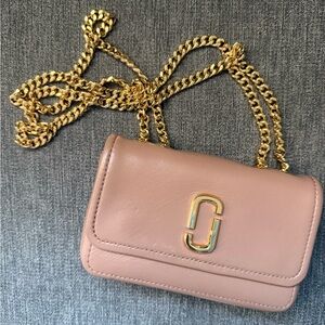 Marc Jacobs Blush Leather Crossbody with Gold Chain